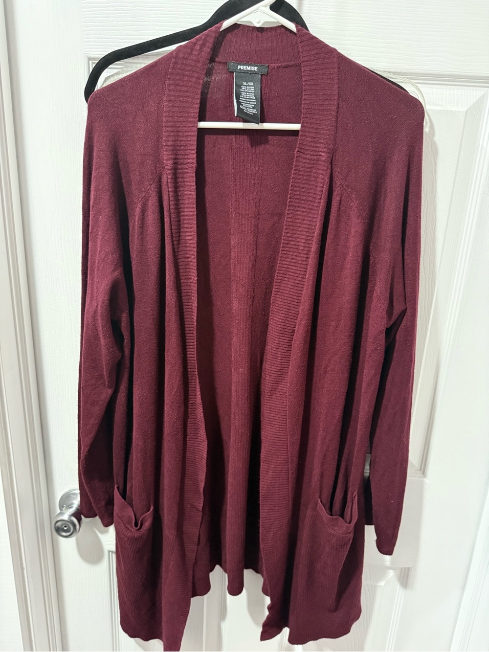 Premise Maroon Open-Front Pocket Cardigan